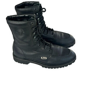 Indio Boots Mens 8.5 Black Leather Slip Resistant Lace Up Combat Soft Toe